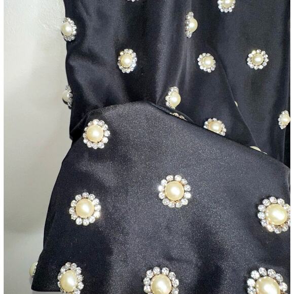 Alice + Olivia Athene Pearl Embellished Babydoll Mini Dress NWT Black 14 Plus - Picture 8 of 15